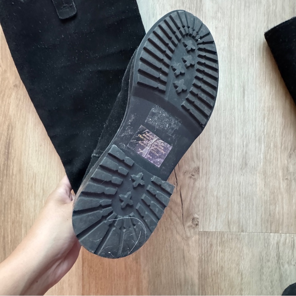 Tory Burch Wayland Tall Black Suede Boot Size 9 - Picture 6 of 12